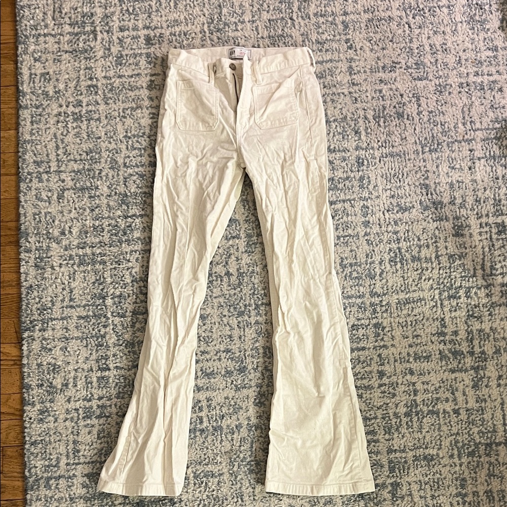 GAP High Rise 70s Flare Pants in Cream